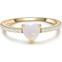 Glanzstücke München Silberring Herz gelbgold, Ring Sterling Silber gelbgold Mondstein (synth) Zirkonia weiß