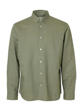 SELECTED MEN - SLMCLAUS-CLAY LINENBLEND REG LS SHT NOOS - Gr. - XL