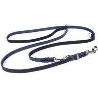 CopcoPet Hundeleine Fettlederleine Hundeleine geflochten dreifach verstellbar, Leder, Führerleine, zum umhängen, pflanzlich gegerbt, verschiedene größen