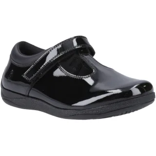 Hush Puppies Caitlin T-Bar Mädchenschuhe Aus Schwarzem Leder