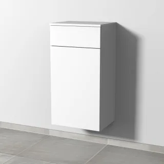 Sanipa 3way Mittelschrank mit 1 Auszug und 1 Wäschekorbklappe, Weiß-Soft, SM15443 SM15443