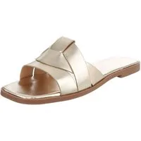 Ital-Design Stylische Slide-Sandalen mit Kreuzband für Damen Pantolette (91117224) Blockabsatz Pantoletten in Gold
