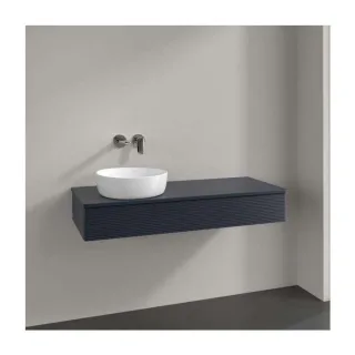 Villeroy und Boch Antao Waschtisch-Unterschrank L11150HG mit Beleuchtung, 1 Auszug, 1200 x 190 x 500 mm, Front mit Struktur, Midnight Blue Matt Lacquer / Midnight Blue Matt Lacquer
