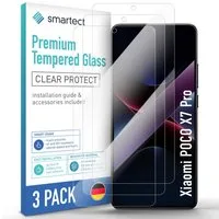 smartect Displayschutzglas Schutzglas Panzerfolie Klar für Xiaomi Poco X7 Pro, Set, 3 Stück, Schutzfolie Glasschutz Bildschirm