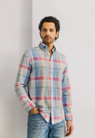 State of Art - Shirt LS Checked Oxf white - Gr. - XL