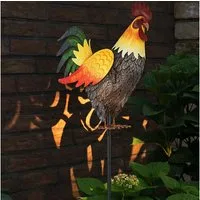 GLOBO LIGHTING LED Solarleuchte, LED-Leuchtmittel fest verbaut, Warmweiß, LED Solarleuchte Metall braun gelb orange IP44 Hahn Erdspieß
