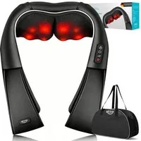 ALLJOY Nacken-Massagegerät Shiatsu Massagegerät Nacken Schulter,4D Nackenmassagegerät mit Wärme, 3 Intensitätsstufen,20 Min. Auto-Off,Massagegerät für Muskelschmerzen