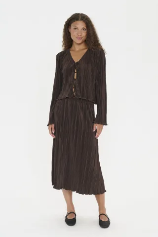 Strickjacke ZuniSZ Strickjacke Gerade Passform dark brown