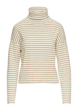 s.Oliver Red Label - Rollkragenpullover mit Rippstruktur braun/weiß - Gr. - 44
