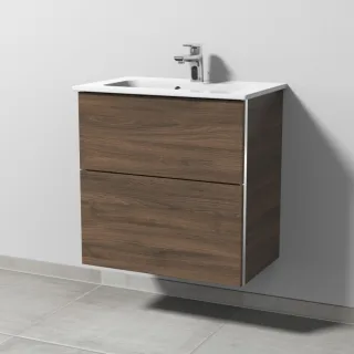 Sanipa 3way Waschtischunterbau zu Duravit ME by Starck Waschtisch mit 2 Auszügen, Eiche-Arizona BR72280