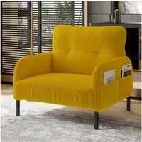 BlingBin Sessel Relaxsessel Polsterstuhl Loungesessel (1-St., Cordstoff, Armlehnen mit Seitentaschen auf beiden Seiten), für Wohnzimmer, Schlafzimmer, Arbeitszimmer, 67x75x79 cm
