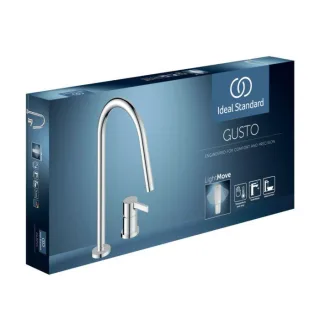 Ideal Standard Gusto Küchen-2-Loch-Armatur BD422AA chrom, mit hohem Rohrauslauf