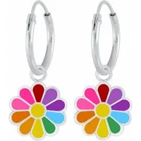 ALEXANDER YORK Paar Creolen CHARM BLUME regenbogenfarben, 2-tlg., 925 Sterling Silber