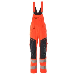 MASCOT Latzhose mit Knietaschen ACCELERATE SAFE Hi-vis Rot / Schwarzblau 58 - 19569-236-22210-76C58