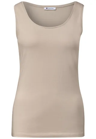 Street One - Basic Top mit Rundhals in Unifarbe clay sand - Gr. - 42