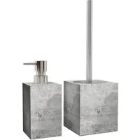 Sanilo Badaccessoire-Set Beton, WC-Bürste und Seifenspender, 2 tlg., 2-tlg., auswechselbarer Bürstenkopf, stabile Pumpe, hochwertig & modern