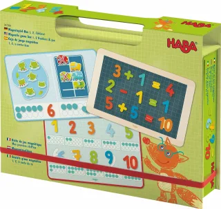 HABA 302589 - Magnetspiel-Box 1 2 Zählerei Fröhlich-buntes Zahlen-Legespiel ab 4 Jahren Zum spielerischen Kennenlernen von Mengen und Lösen erster Rechenaufgaben