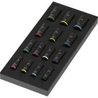 9728 Schaumstoffeinlage Zyklop B 3/8" Impaktor Deep Steckschlüsseleinsatz Set 1 schwarz/mehrfarbig, 15-teilig, für Tool Rebel Werkstattwagen