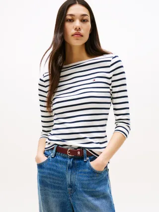 SLIM CODY BOAT-NK 3/4SLV Breton/Dark Night Navy - Gr. - M