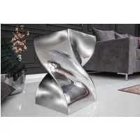 riess-ambiente Beistelltisch TWIST 45cm silber · glänzender Sitzhocker aus Aluminium Modern Design, Beistelltisch · Metall · Nachttisch · asymmetrisch · Sanduhr-Form