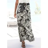 Vivance Maxirock mit Blätterprint und elastischem Bund aus Jerseyware sommerlicher Jerseyrock, langer Damenrock, Sommerrock mit Alloverprint