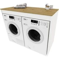 Raumhirsch Furniture Waschmaschinenumbauschrank Waschmaschinenschrank für Waschmaschine & Wäschetrockner (7 Farben lieferbar) für zwei Geräte geeignet