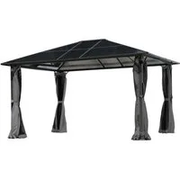 BRAST Pavillon Premium Aluminium Größen 3x4m 3,6x4,8m Moskitonetz, mit 4 Seitenteilen, wahlweise mit LED, TÜV, wasserdicht, UV-Schutz, festes Dach