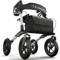 ELONEO Rollator faltbar & leicht, Outdoor Rollator mit Sitz & Luftbereifung, Klick & Go System, feststellbare Bremse, Lufträder