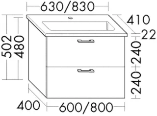 Burgbad Keramik Waschtisch-Set Sys30 PG1 Aqua Eiche Dekor Silber/Alpinweiss, SGVF083F6023C0001 SGVF083F6023C0001