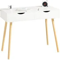SoBuy Schreibtisch FWT40, Tisch, Eckschreibtisch, platzsparender Bürotisch, Schminktisch, mit 2 Schubladen Tisch Computertisch Kinderschreibtisch Bürotisch