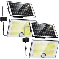 skelo LED Solarleuchte Solarlampen für Außen, Solarleuchte mit Bewegungsmelder, 204 LED, solar strahler außen, LED fest integriert, Kaltweiß, 3 Modi, IP65, PIR-Sicherheitsleuchte für Garten, Hof, Schuppen, Garage