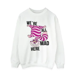Disney Frauen/Damen Alice im Wunderland Alle verrückt hier Sweatshirt (Weiß)