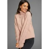 Laura Scott Ajourpullover mit Rollkragen aus softem Viskosestrick