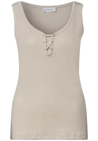 Street One - Top mit Schnürdetail beige - Gr. - 44