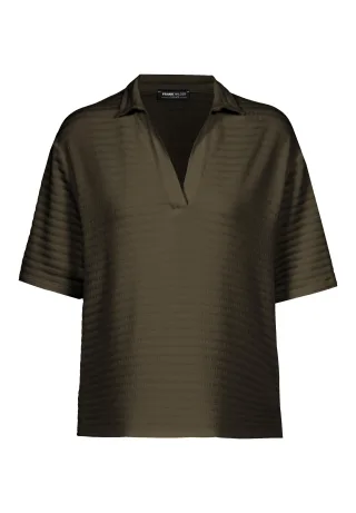 FRANK WALDER - Shirt CASUAL mit Polokragen khaki - Gr. - 44