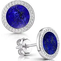 Materia Paar Ohrstecker Damen Lapislazuli blau Zirkonia SO-394, 925 Sterling Silber, rhodiniert