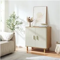 en.casa Sideboard, »Ferrersp« mit 2 Türen 80x80x40 cm Eicheoptik/Sandfarben