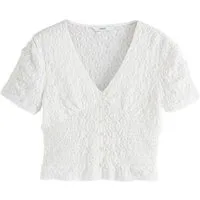 Next V-Shirt Kurzärmelige Weste mit Spitze und V-Ausschnitt (1-tlg)