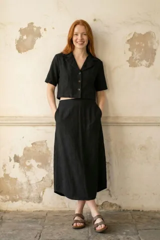 Crop-Shirt & Midi-Rock Co-Ord Set