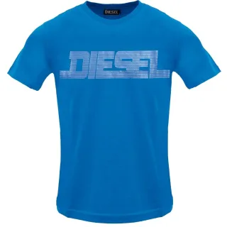 Diesel - Einfarbiges T-shirt Mit Diesel-logo In Saphirblau