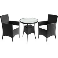Casaria Balkonset, 3 teilig Stühle Stapelbar 7cm Auflagen 5mm Sicherheitsglas Wetterfest