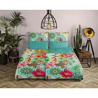hip Wendebettwäsche Ximena, Satin, 3 teilig, Mako-Satin, 135x200, Reißverschluss, Wendeoptik, Mandala, Bunt, Türkis