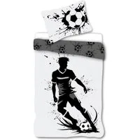 KK Shopping Kinderbettwäsche Bettwäsche Fußball Spieler Schwarz Weiß 135 x 200 cm, 100 % Baumwolle, 1 teilig, Langlebig