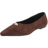 Ital-Design Damen Slipper spitz mit Schmuckdetail, elegant Pumps (92078966) Blockabsatz Klassische Ballerinas in Braun