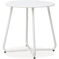 Homestyle4u Beistelltisch Gartentisch Rund Metall Balkontisch Tisch Kaffeetisch 45 cm, Weiß