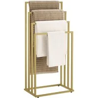Home Collective Handtuchhalter ohne Bohren Handtuchständer aus Stahl mit 4 Stangen, stehend Handtuchstange Badezimmer 45x29x93,5 cm (BxTxH), Gold