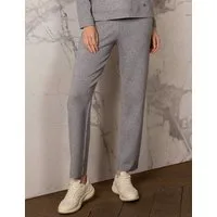 Passioni Strickhose mit Leopardenprint graue Strickhose mit blauen Deatils