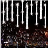 SERBASIC Lichterkette Meteorschauer Regen Lichter, Weihnachtsbeleuchtung Schneefall Lichter, Fallende Lichterkette Für Außen Innen Hochzeit Garten Bäume Deko