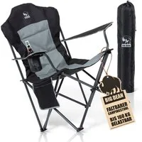 BigDean Campingstuhl Luxus Campingstuhl Faltbar 160 KG Belastbar Ultragroß mit Hochlehner (Packung, 1 St), Outdoor-Komfort mit höchstem Niveau
