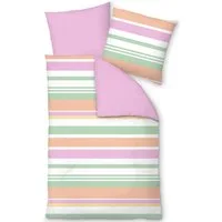 LIVING DREAMS Bettwäsche Bettwäsche-Set HOLIDAY STRPES reine Baumwolle Satin, Satin, 2 teilig, trendige Streifen in tollen Sommerfarben Wendebettwäsche atmungsaktiv